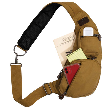 Crossbody Canvas Sling Bag- Coyote - SGT GRIT