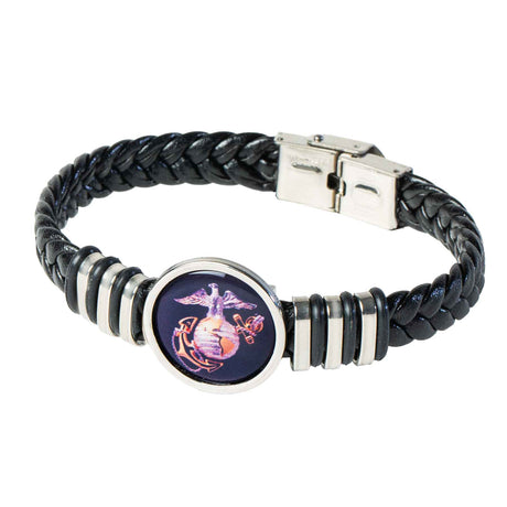 Eagle, Globe, and Anchor Braided Leather Bracelet - SGT GRIT