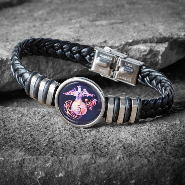 Eagle, Globe, and Anchor Braided Leather Bracelet - SGT GRIT