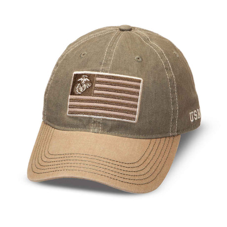 Eagle, Globe, and Anchor Flag Hat – OD green and Brown - SGT GRIT