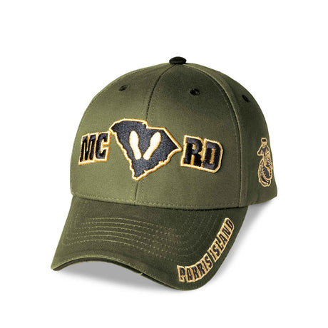 MCRD Parris Island Choose Your Rank/Logo Hat in OD Green - SGT GRIT