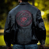 Embossed Black Denim Leather Jacket - SGT GRIT