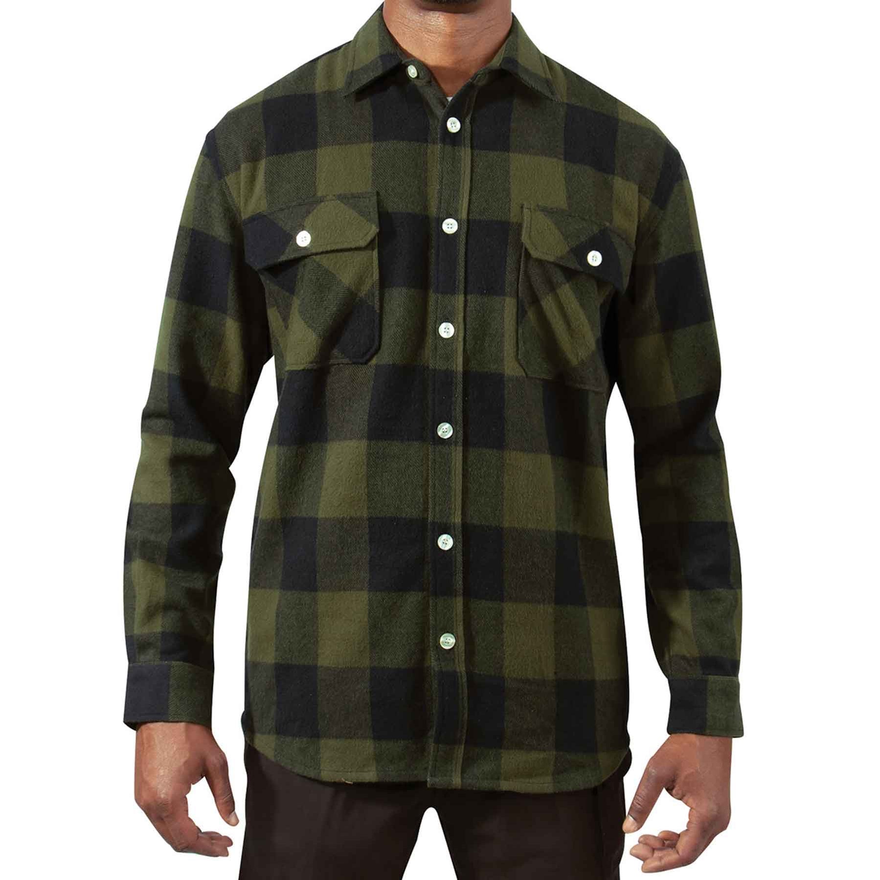 Extra Heavyweight Flannel Shirt- OD Green Plaid — SGT GRIT