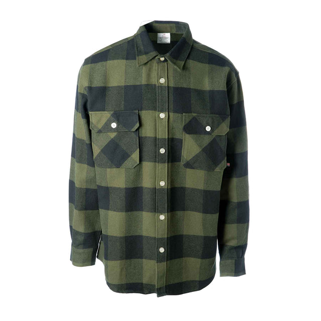 Extra Heavyweight Flannel Shirt- OD Green Plaid - SGT GRIT