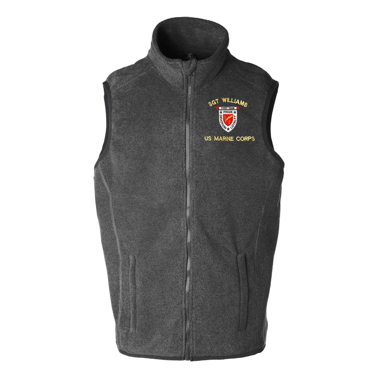 1st Battalion 7th Marines Embroidered Fleece Vest - SGT GRIT