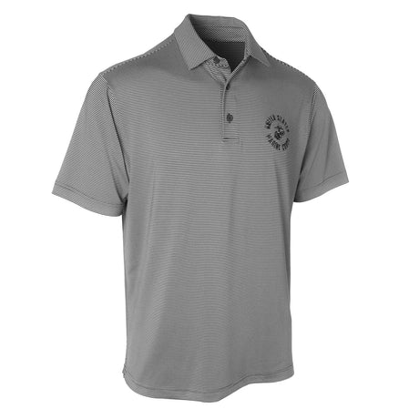 USMC Under Armour Stripe Polo- Black - SGT GRIT