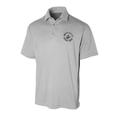 USMC Under Armour Stripe Polo- Gray - SGT GRIT