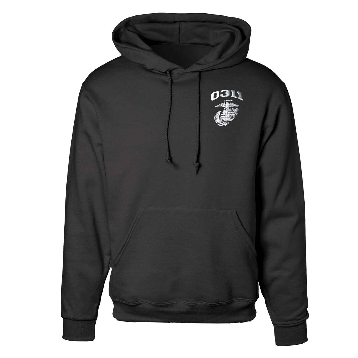 Marine Corps MOS Embroidered Hoodie - Black with Gray - SGT GRIT