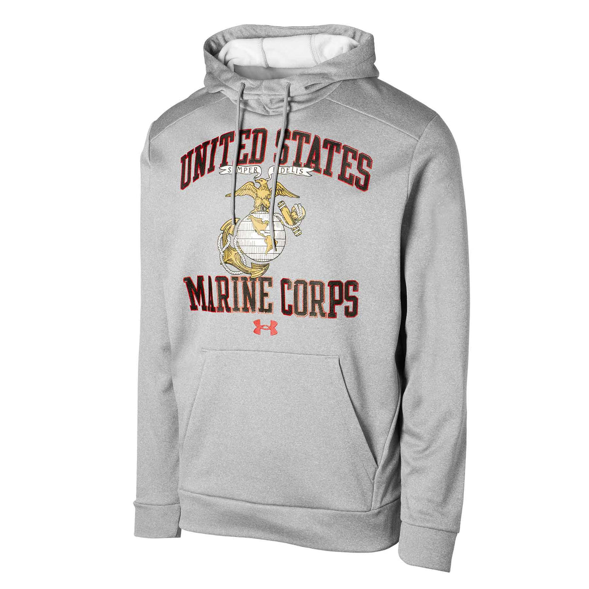 Under Armour USMC Embroidered Armour Fleece Hoodie- Gray - SGT GRIT