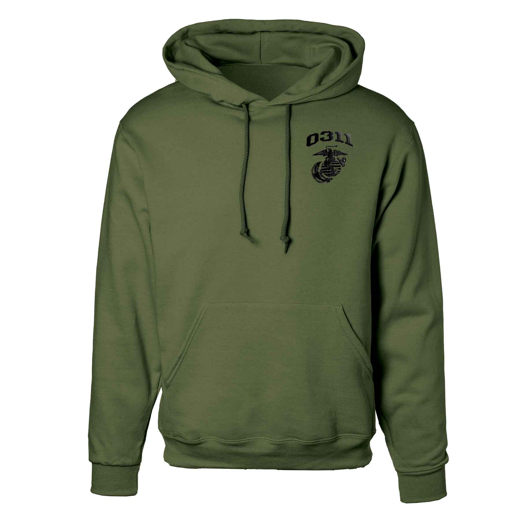 Marine Corps MOS Embroidered Hoodie OD Green with Black 3X Sweatshirts Hoodies by Sgt Grit