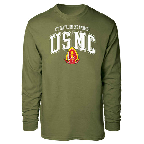 1st Battalion 2nd Marines Arched Long Sleeve T-shirt - SGT GRIT