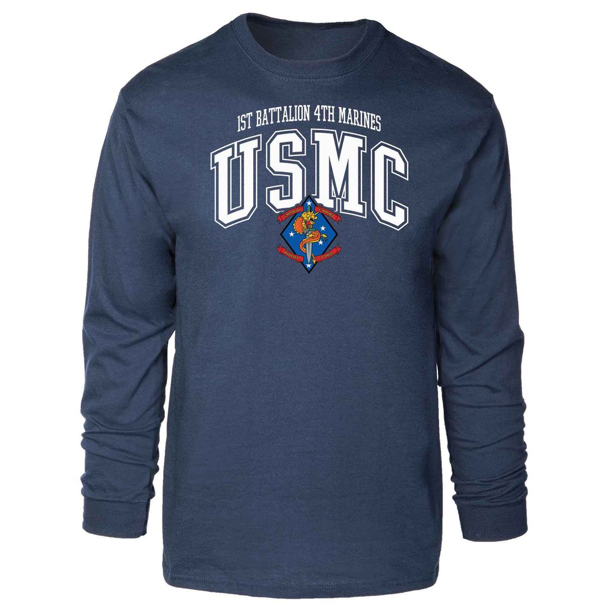 1st Battalion 4th Marines Arched Long Sleeve T-shirt - SGT GRIT