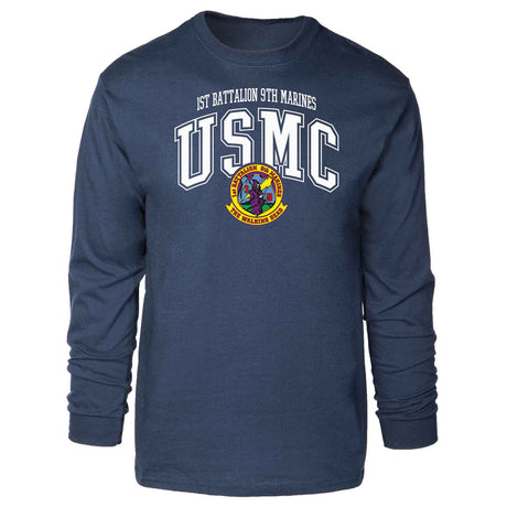 1st Battalion 9th Marines Arched Long Sleeve T-shirt - SGT GRIT