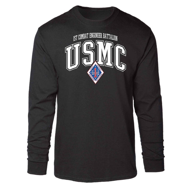 1st Combat Engineer Battalion Arched Long Sleeve T-shirt - SGT GRIT