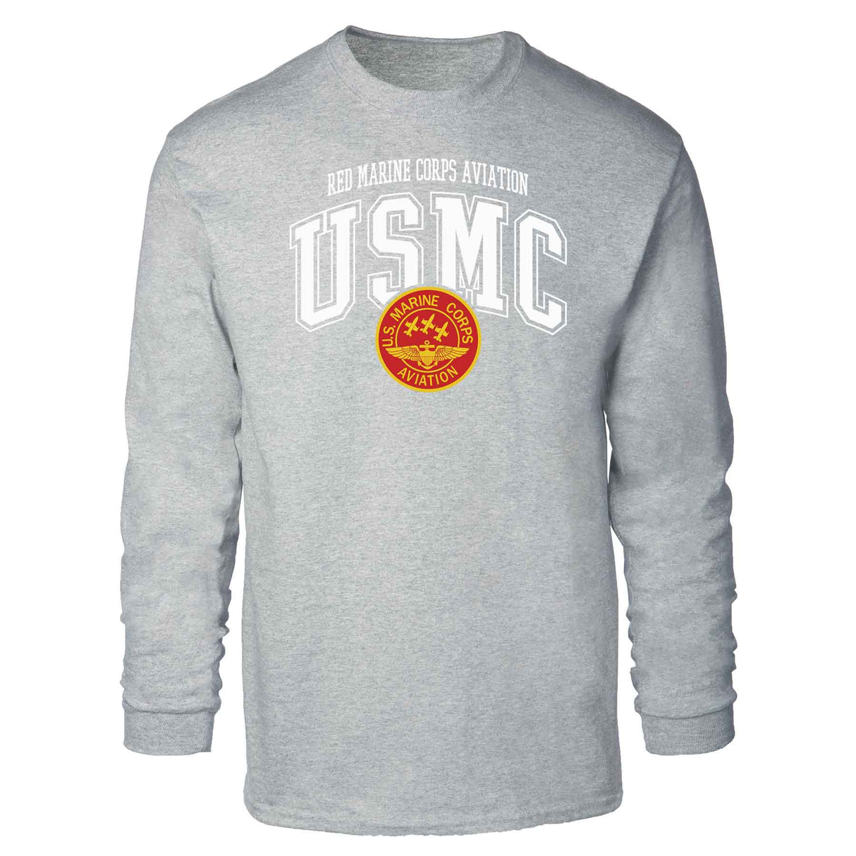 Red Marine Corps Aviation Arched Long Sleeve T-shirt - SGT GRIT