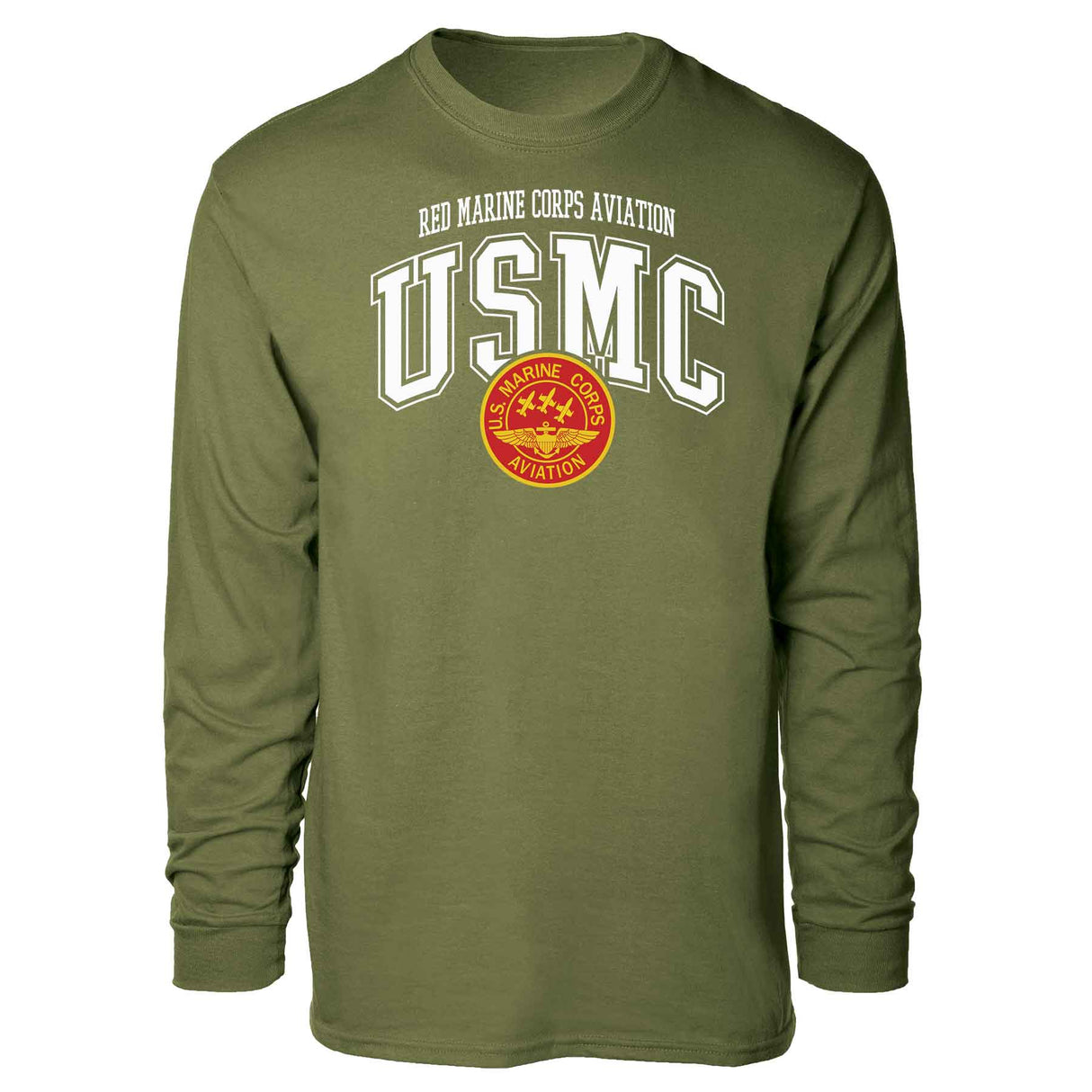 Red Marine Corps Aviation Arched Long Sleeve T-shirt - SGT GRIT