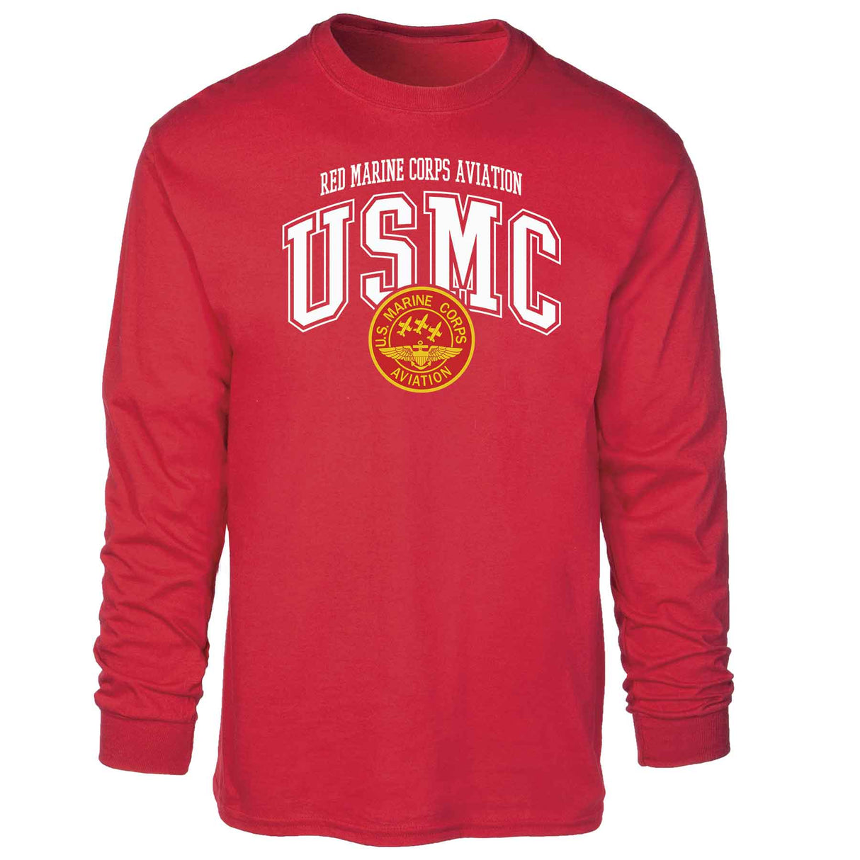 Red Marine Corps Aviation Arched Long Sleeve T-shirt - SGT GRIT