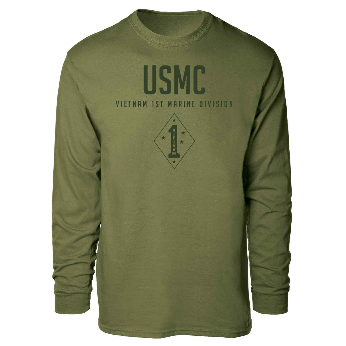 Vietnam 1st Marine Division Tonal Long Sleeve T-shirt - SGT GRIT