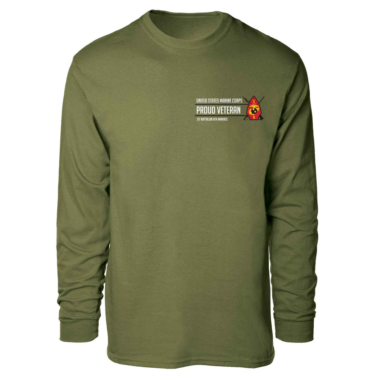 1st Battalion 8th Marines Proud Veteran Long Sleeve T-shirt - SGT GRIT