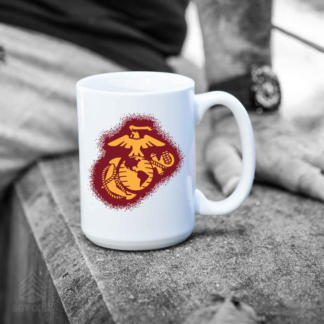 USMC Painted EGA Mug- Red/Gold - SGT GRIT