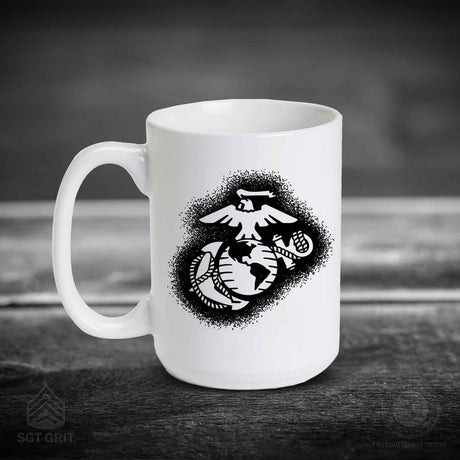 USMC Painted EGA Mug- Black - SGT GRIT