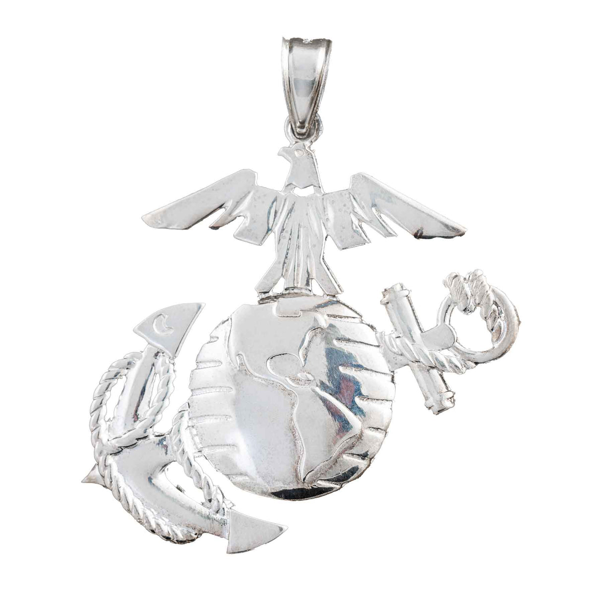 2" Eagle, Globe, and Anchor Pendant - Sterling Silver - SGT GRIT