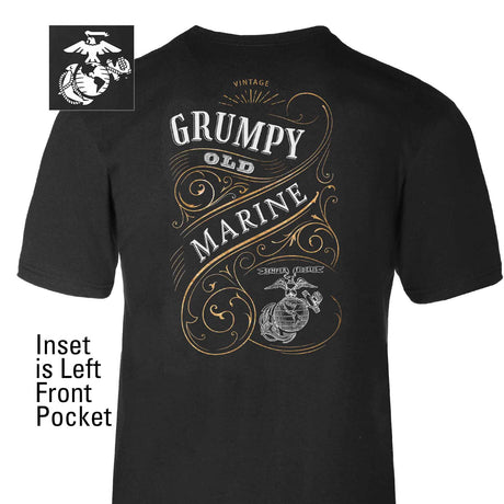 Grumpy Old Marine Vintage EGA Back With Front Pocket T-shirt - SGT GRIT