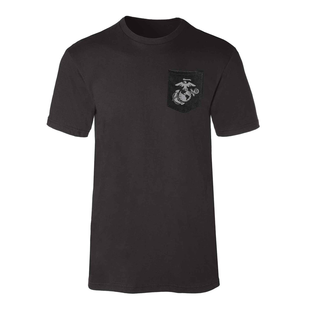 USMC Devil Dog Back With Front Pocket T-shirt, Gray EGA