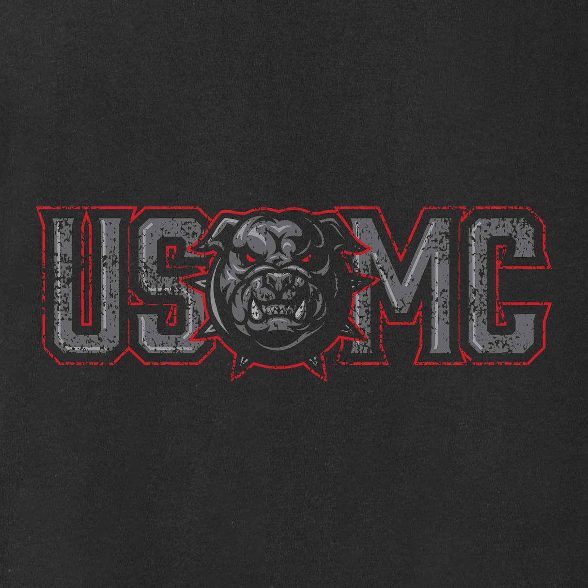 USMC Devil Dog Back With Front Pocket T-shirt, Gray EGA