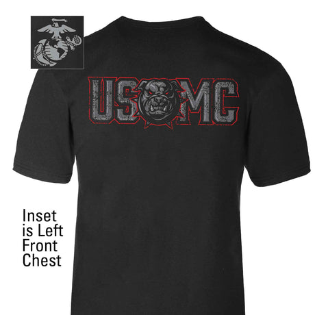 USMC Devil Dog Back With Front Pocket T-shirt, Gray EGA - SGT GRIT