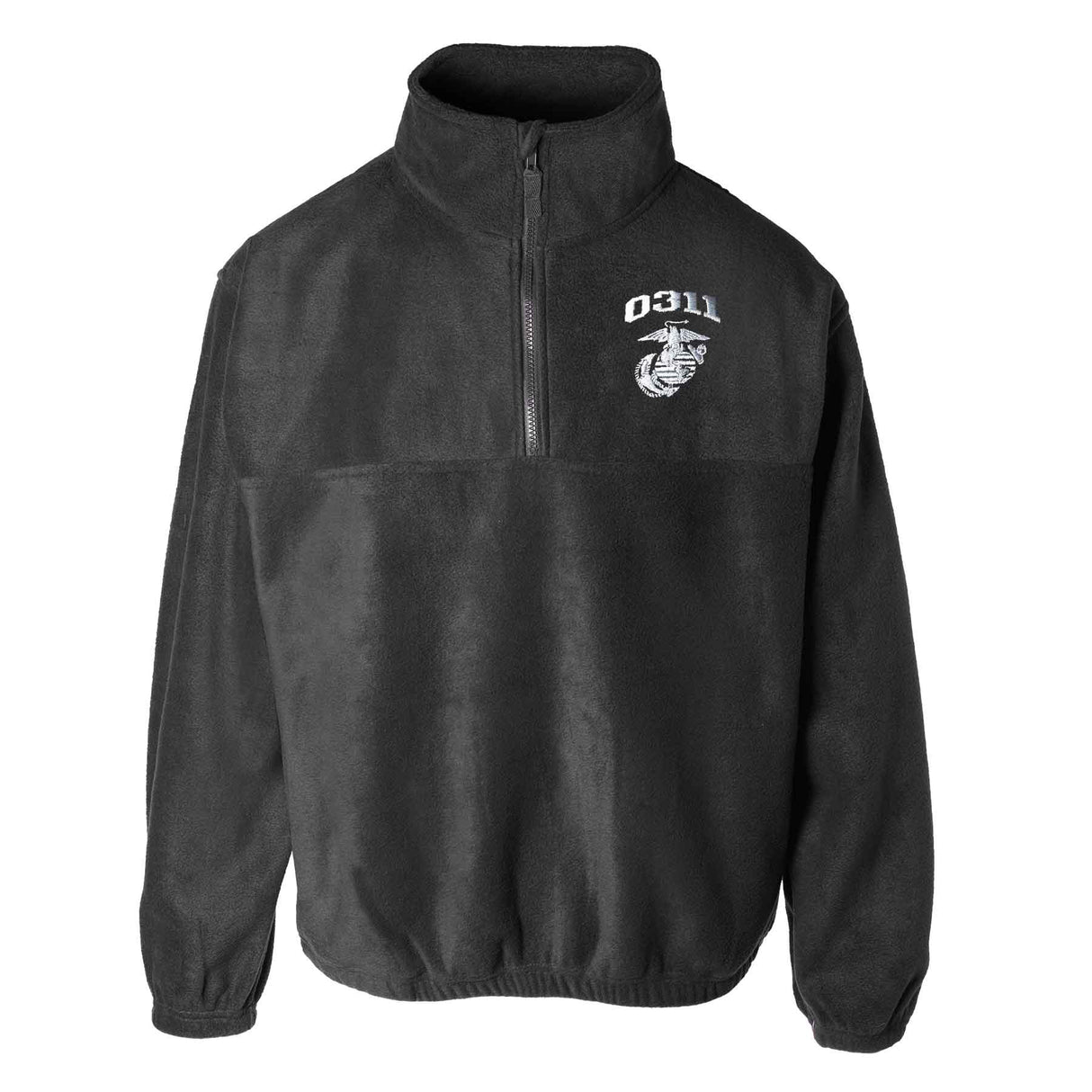 Marine Corps MOS Embroidered Fleece Quarter Zip - Black with Gray - SGT GRIT