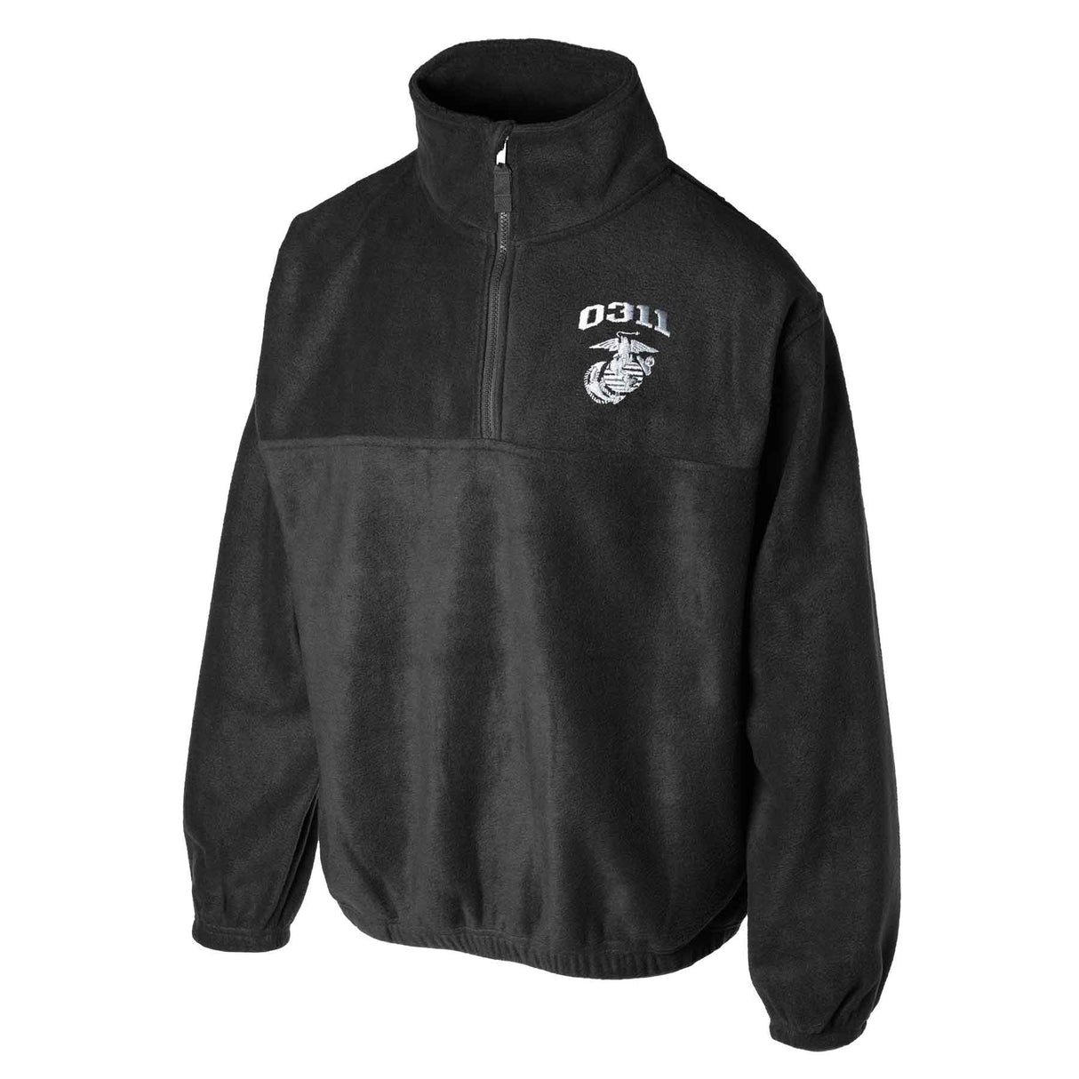 Marine Corps MOS Embroidered Fleece Quarter Zip - Black with Gray - SGT GRIT