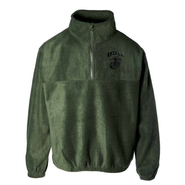 Marine Corps MOS Embroidered Fleece Quarter Zip - Green with Black - SGT GRIT