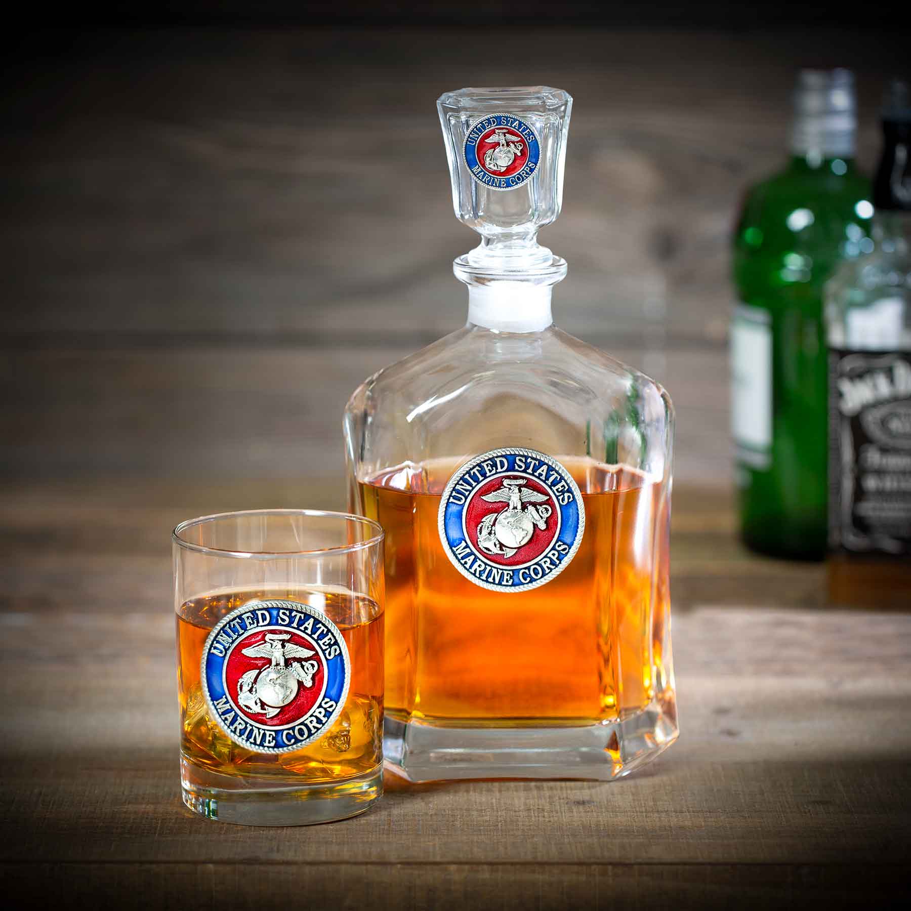 USMC Semper Fidelis Decanter Set - US Marine Corps Barware - Unique Gift for Marine Corps Retirement, Promotion or shops USMC Veteran