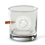 USMC Semper Fi Rocks Glass With Bullet - SGT GRIT