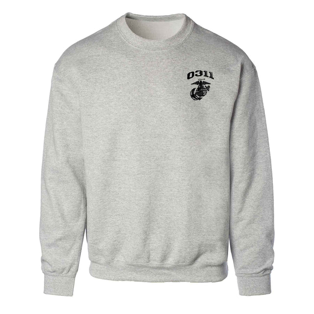 Marine Corps MOS Embroidered Sweatshirt - Gray with Black - SGT GRIT