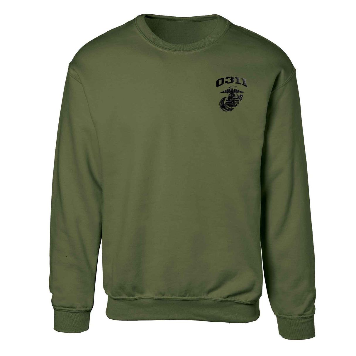 Marine Corps MOS Embroidered Sweatshirt - OD Green with Black - SGT GRIT