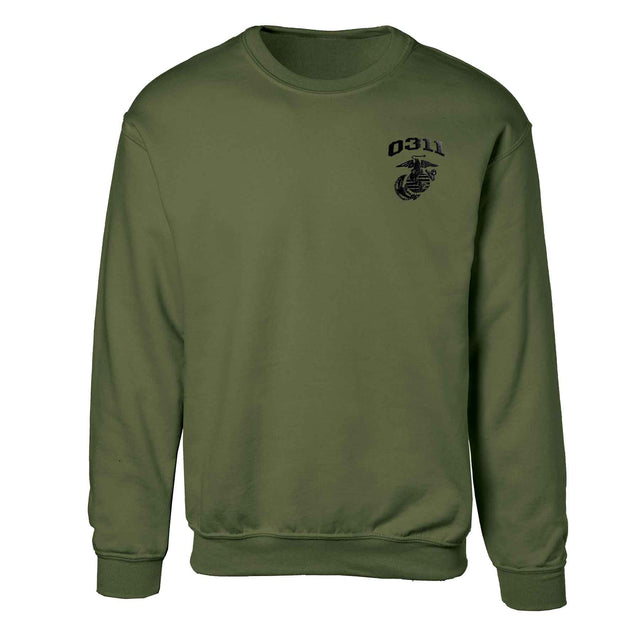 Marine Corps MOS Embroidered Sweatshirt - OD Green with Black - SGT GRIT