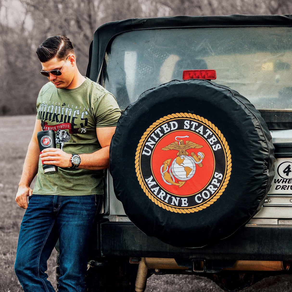 Marine Corps Black Tire Cover - SGT GRIT