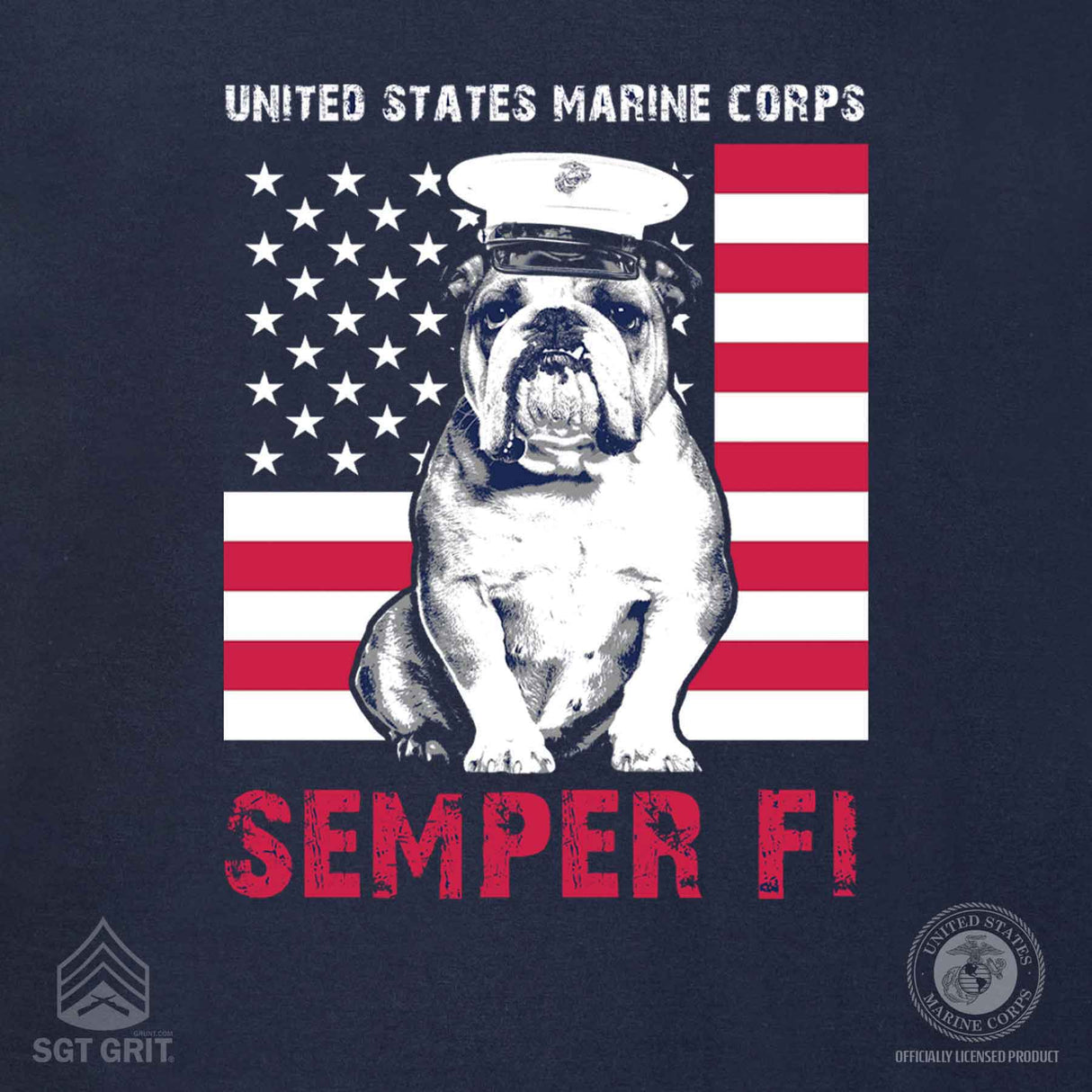 Dress Blues Bulldog Full Front T-shirt - SGT GRIT