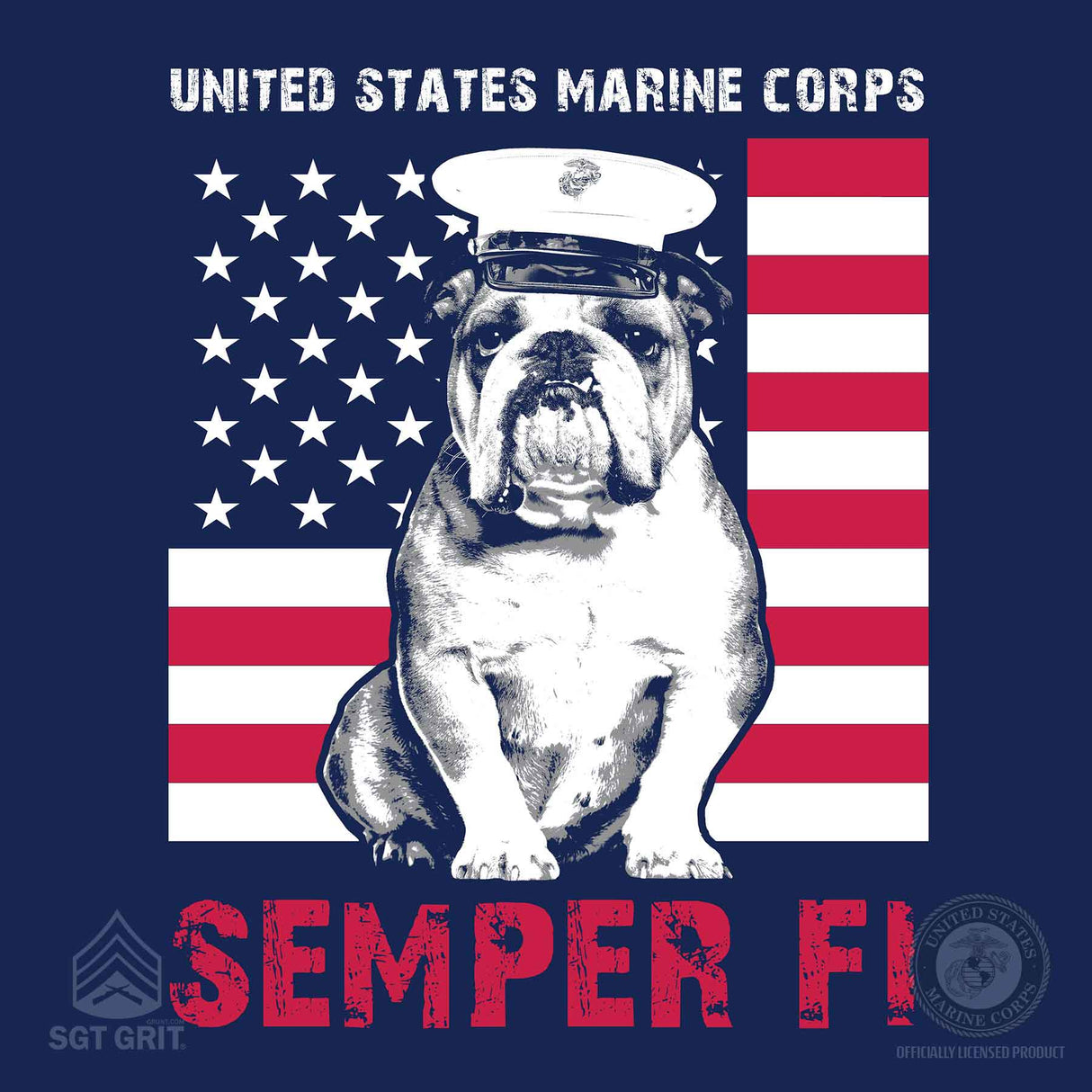 Dress Blues Bulldog Back With Left Chest T-shirt - SGT GRIT