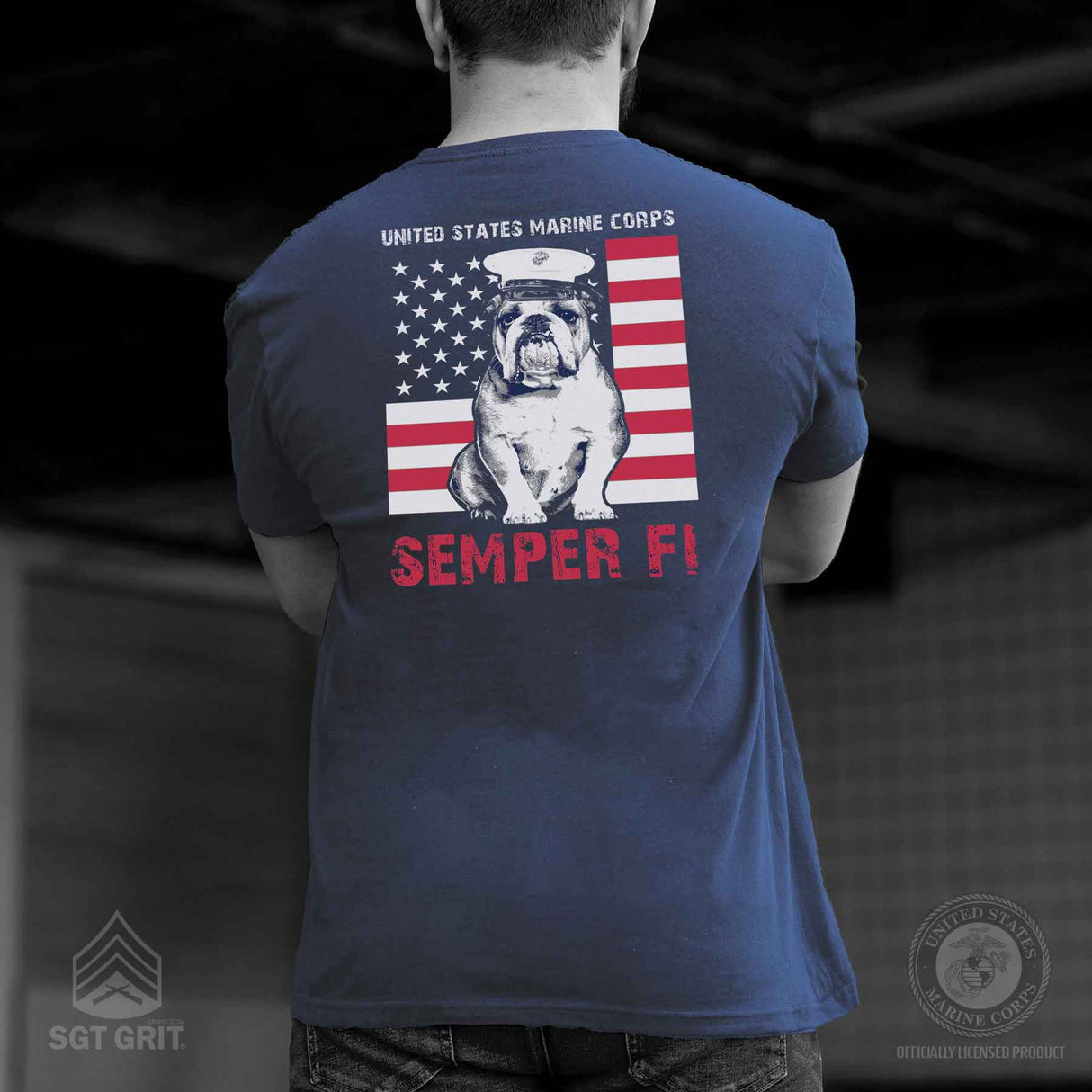 Dress Blues Bulldog Back With Left Chest T-shirt - SGT GRIT