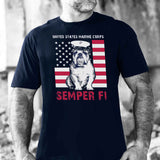 Dress Blues Bulldog Full Front T-shirt - SGT GRIT