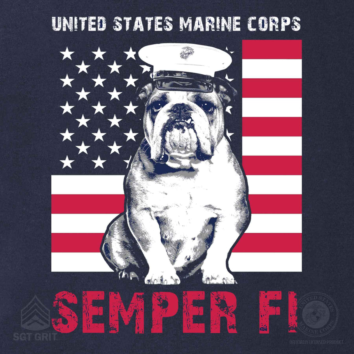 Dress Blues Bulldog Full Front T-shirt - SGT GRIT