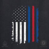 Marine Corps Blood Stripe Flag Black T-shirt - SGT GRIT