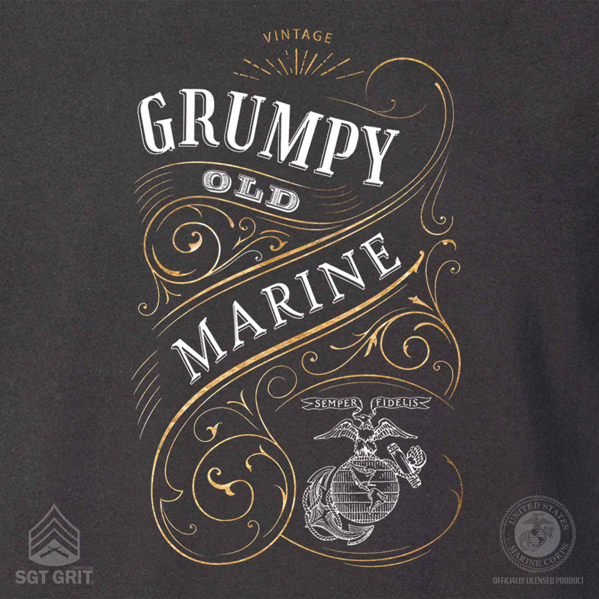 Grumpy Old Marine Vintage EGA Back With Left Chest T-shirt - SGT GRIT