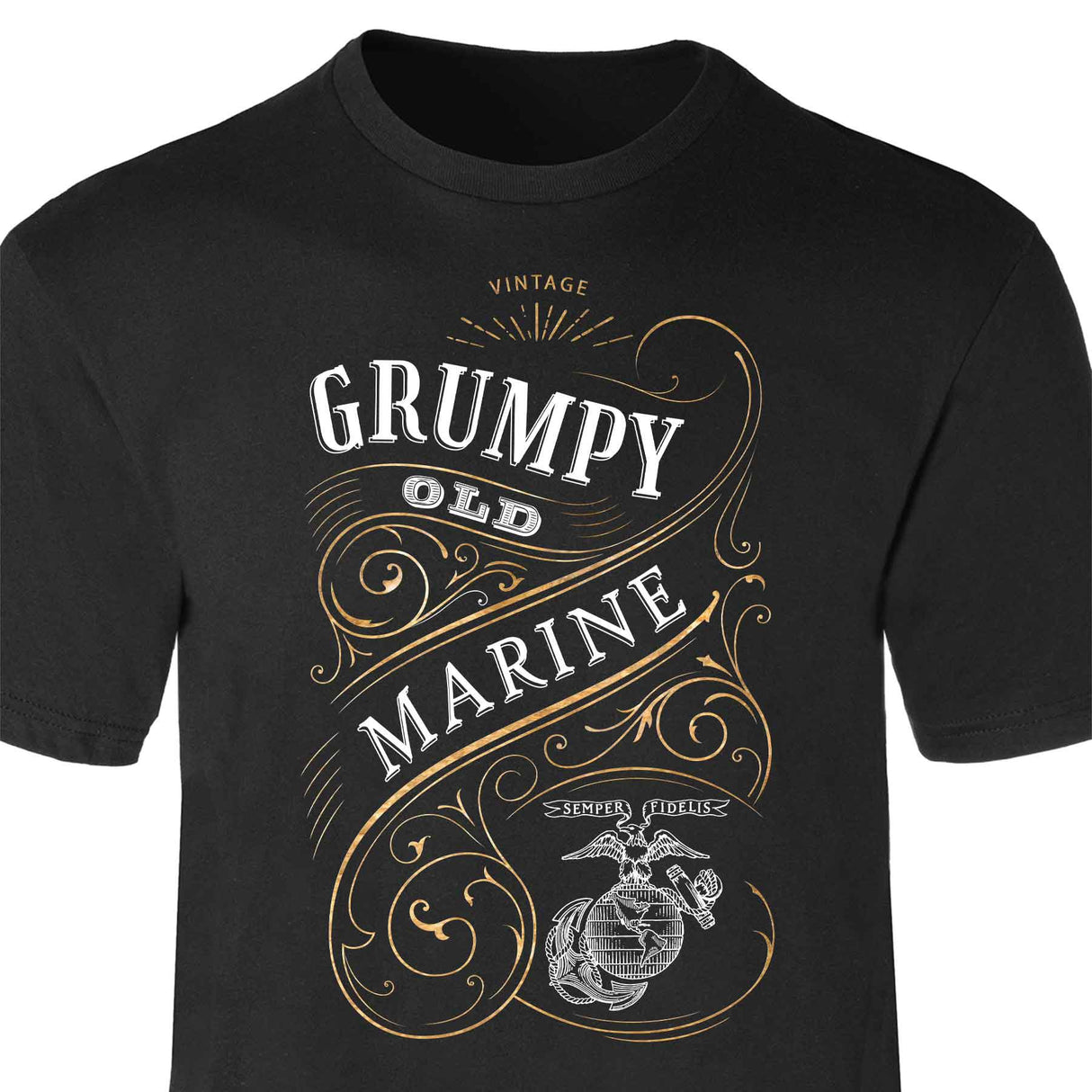 Grumpy Old Marine Vintage EGA Full Front T-shirt - SGT GRIT