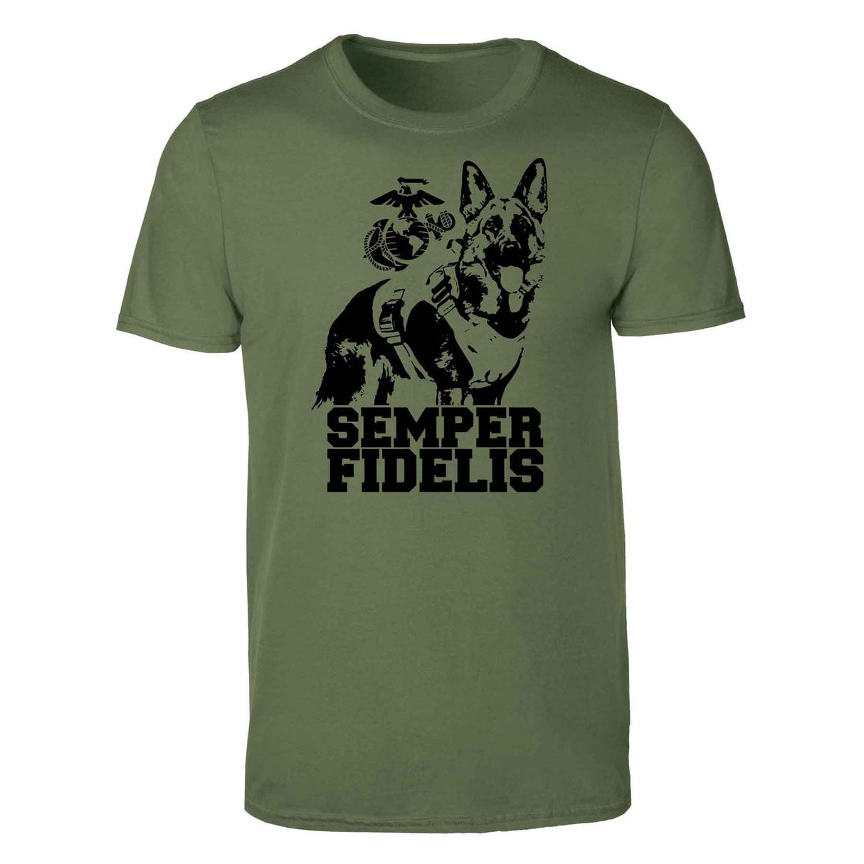 Marine Corps K-9 T-shirt with German Shepherd Graphic Design - SGT GRIT