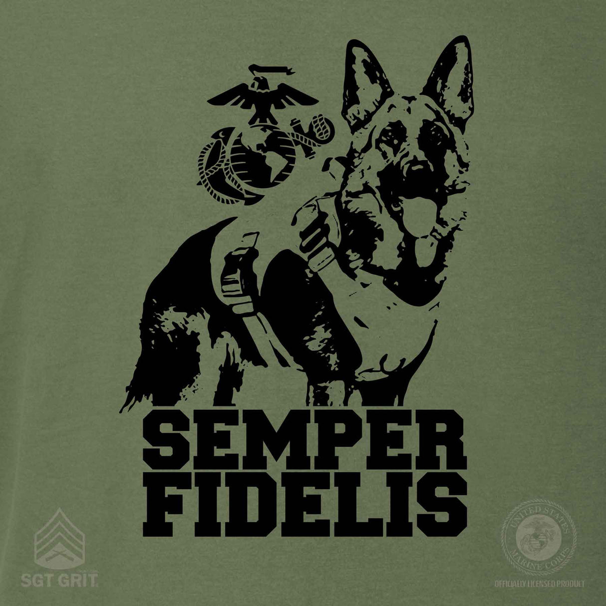 Marine Corps K-9 T-shirt with German Shepherd Graphic Design - SGT GRIT