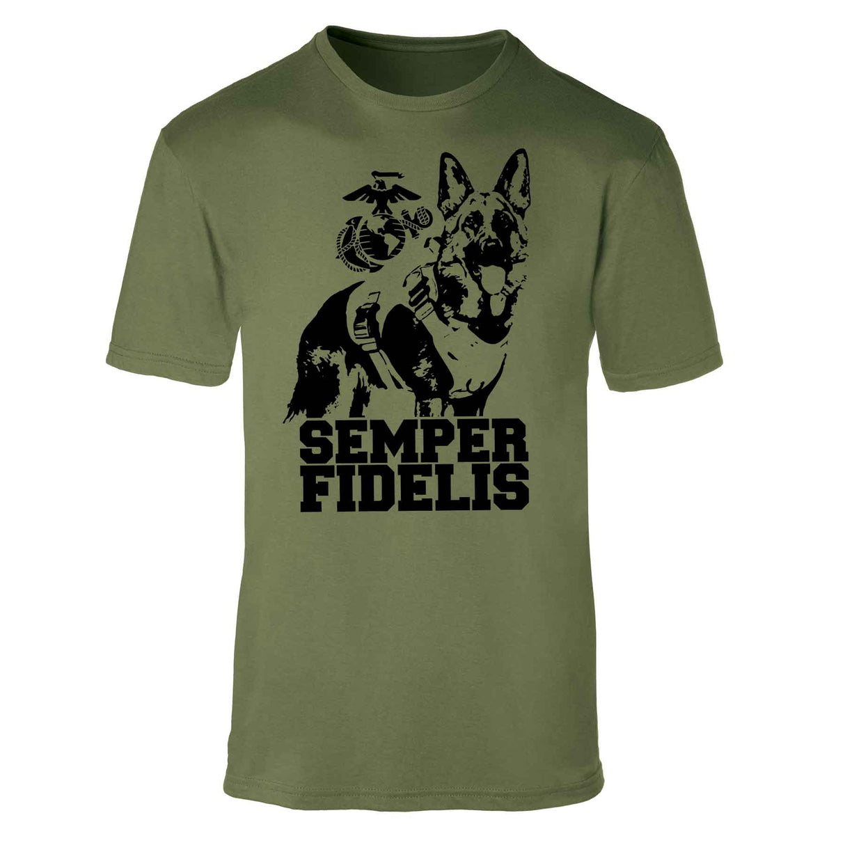 Marine Corps K-9 T-shirt with German Shepherd Graphic Design - SGT GRIT